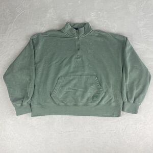 Jordan Cropped Sweater Womens Medium Green Sweatshirt Pocket Casual Pullover